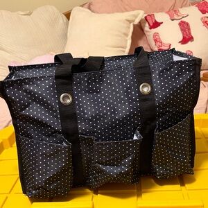 Thirty-One Black and White Polka Dot Tote Bag